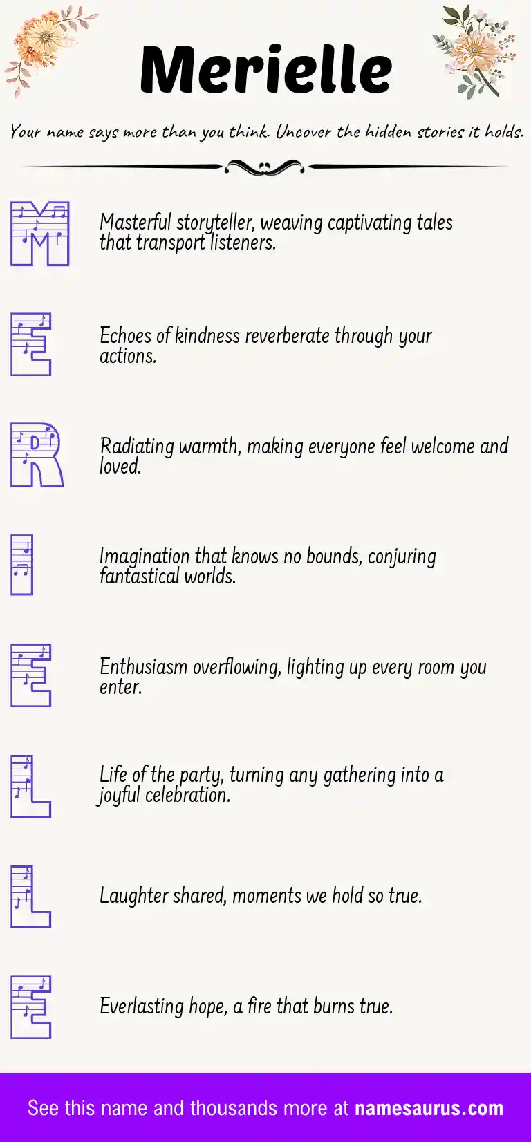 Acrostic poem about Merielle.