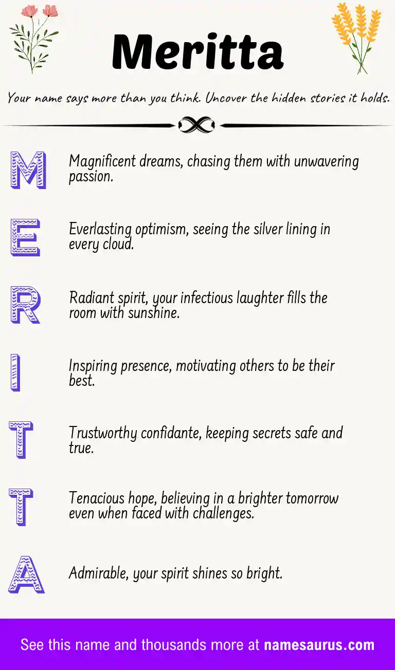 Acrostic poem about Meritta.