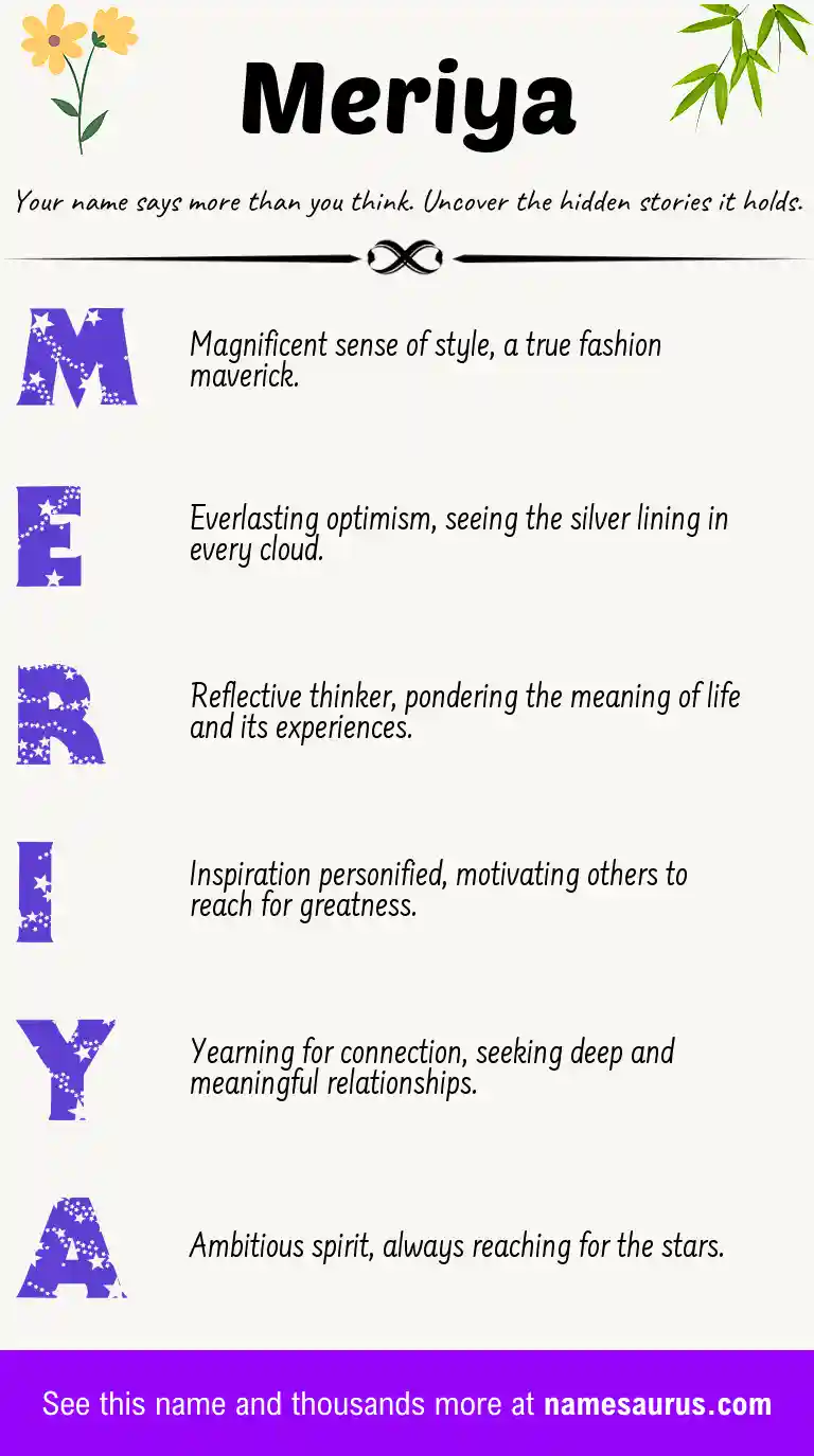 Acrostic poem about Meriya.