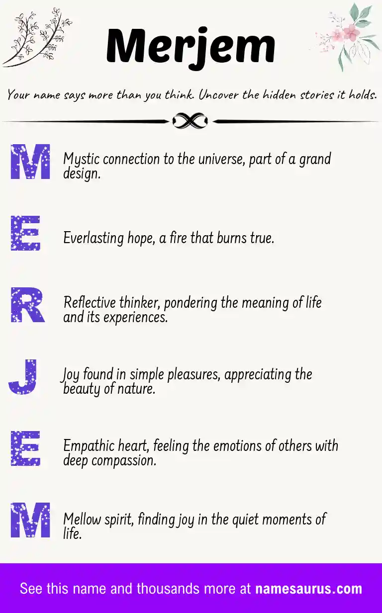 Acrostic poem about Merjem.
