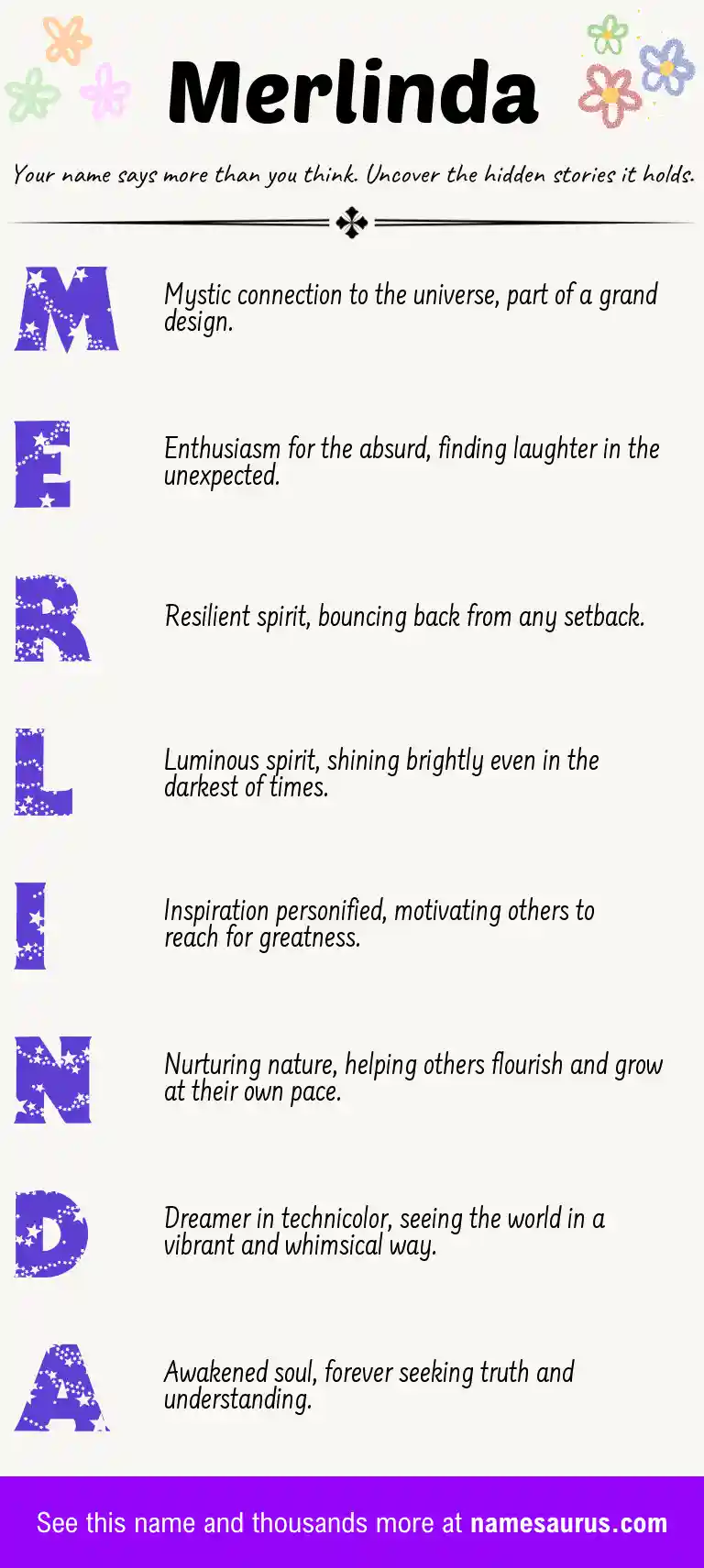 Acrostic poem about Merlinda.