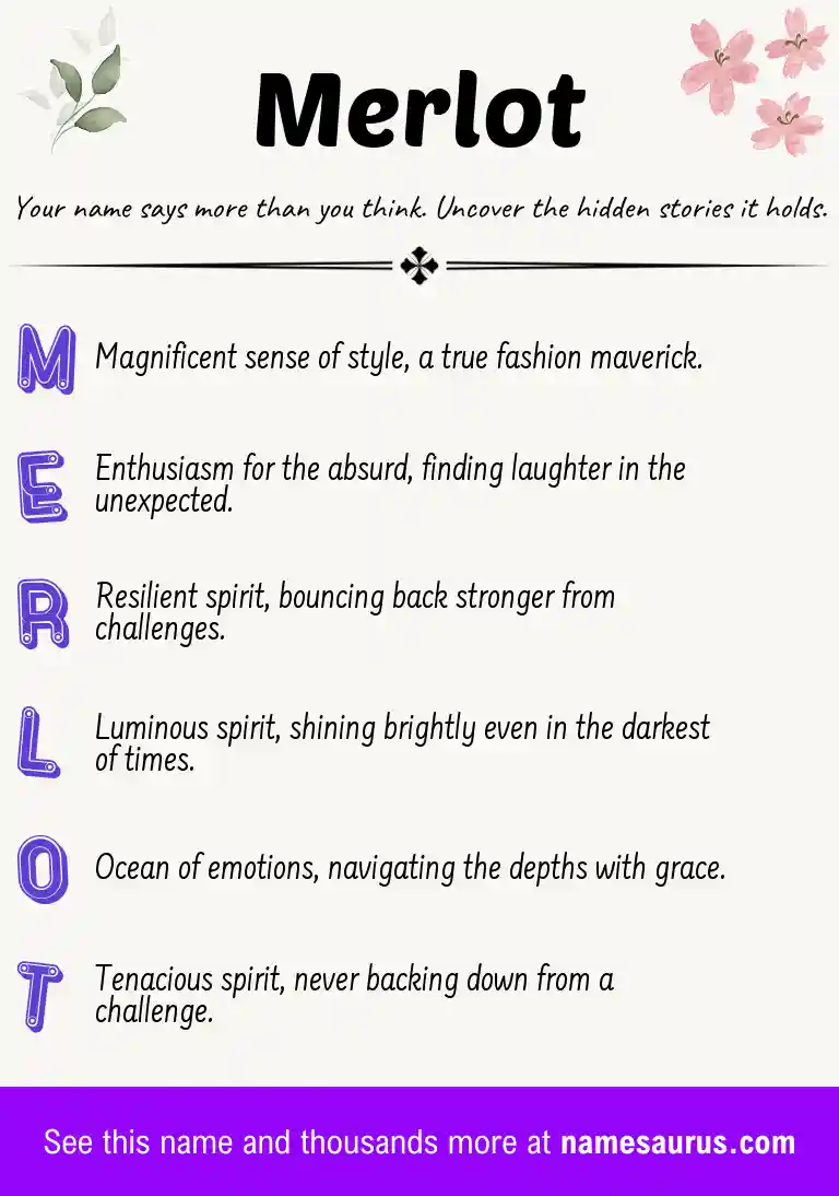 Acrostic poem about Merlot.