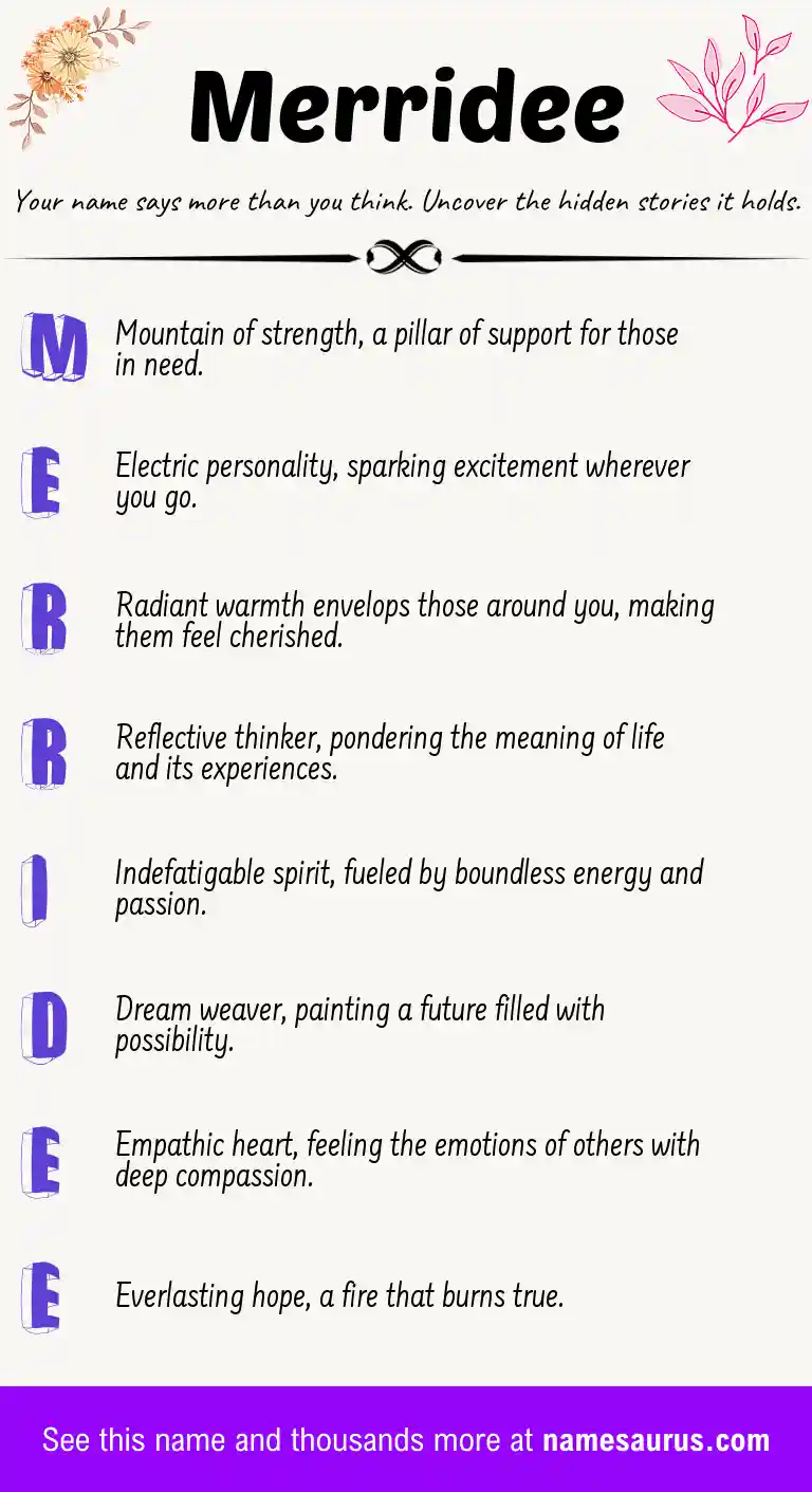 Acrostic poem about Merridee.