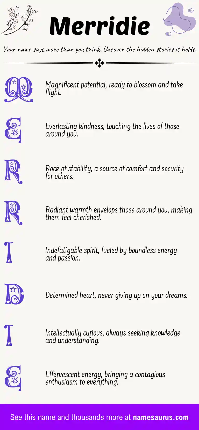 Acrostic poem about Merridie.