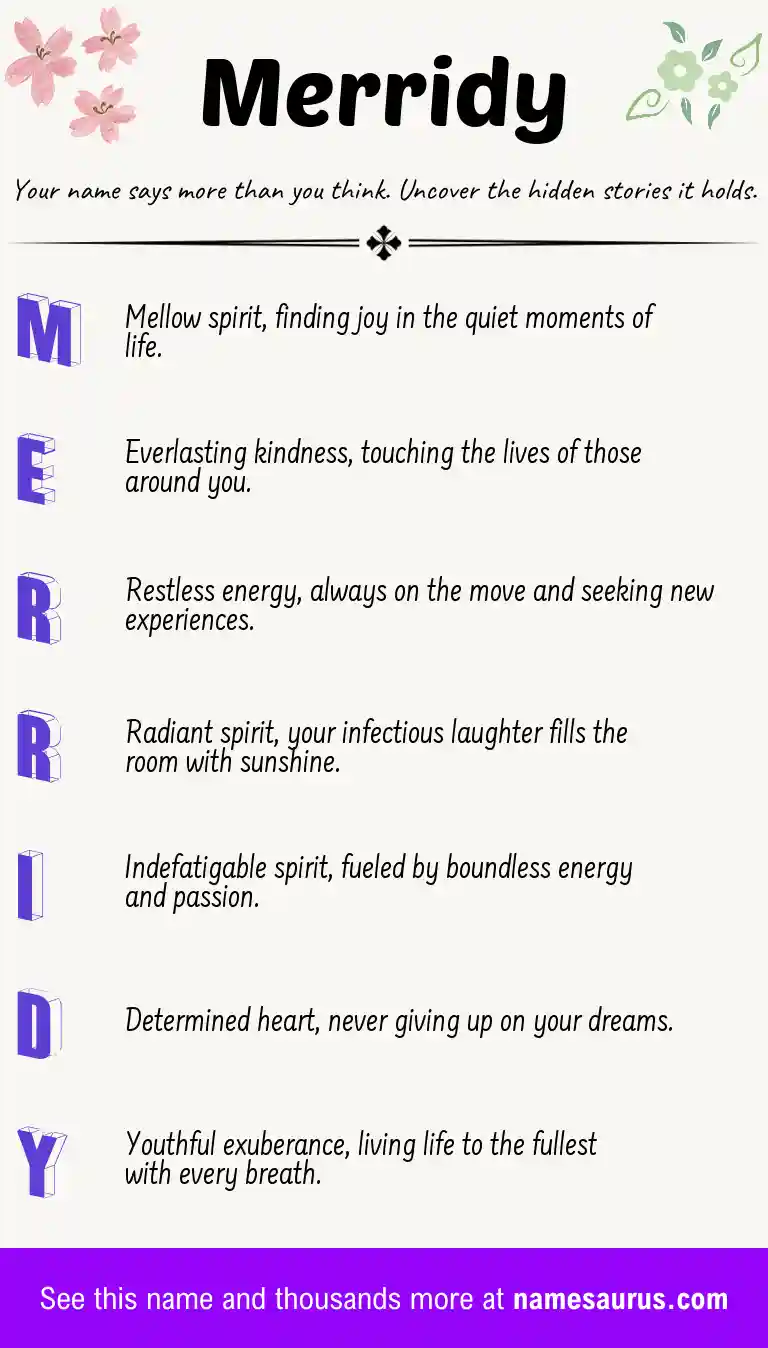 Acrostic poem about Merridy.