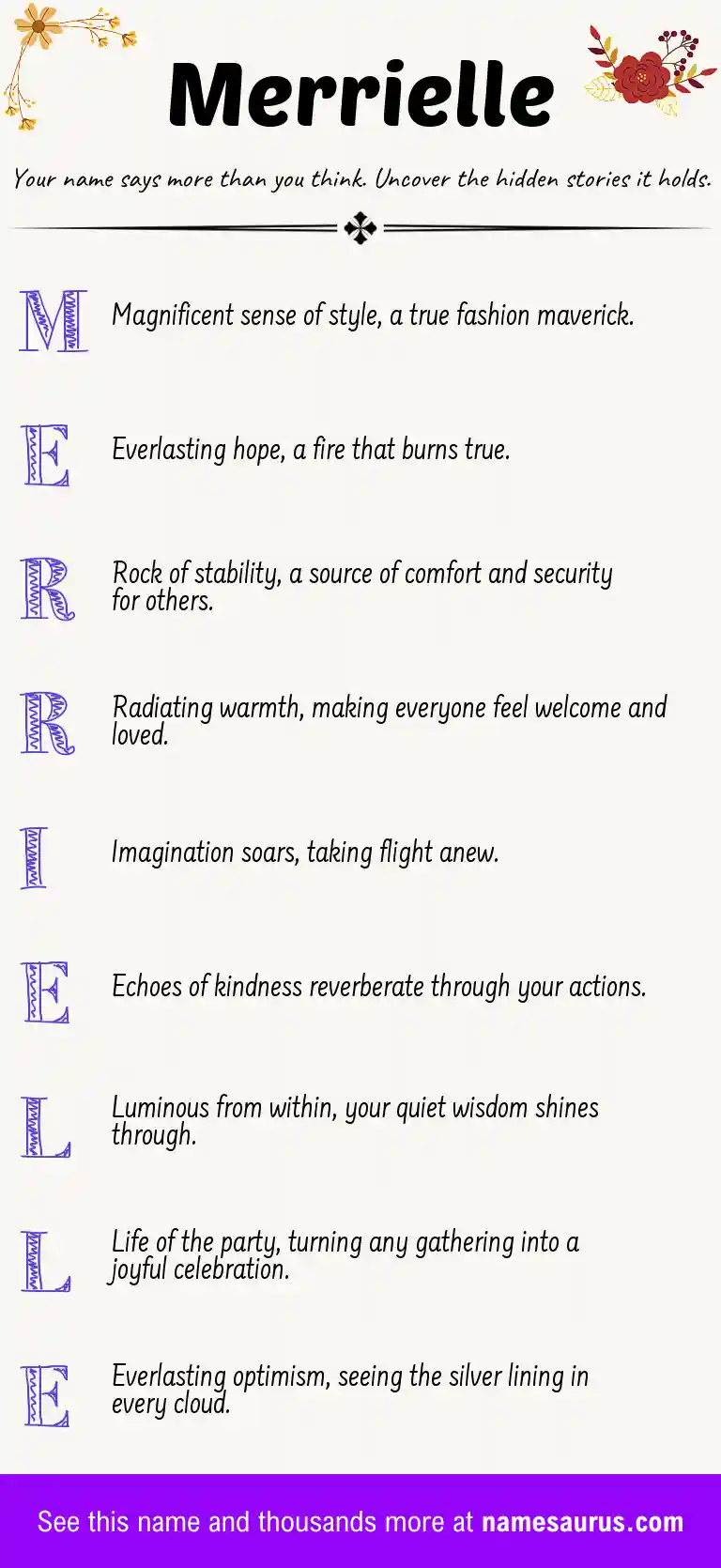 Acrostic poem about Merrielle.
