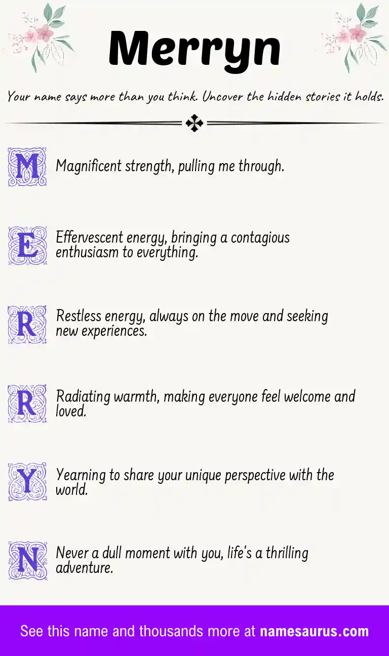 Acrostic poem about Merryn.