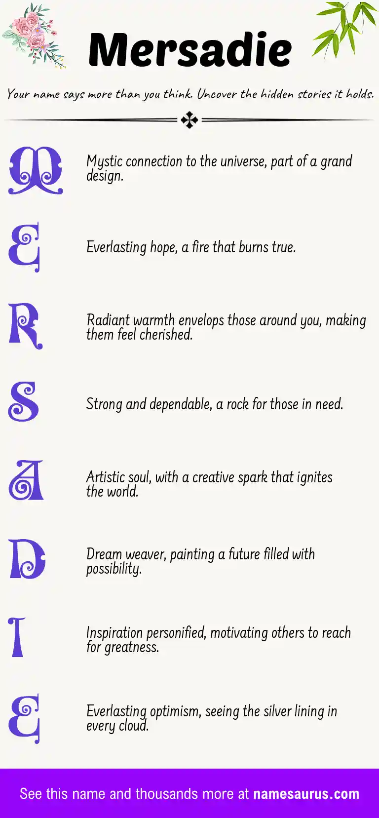 Acrostic poem about Mersadie.