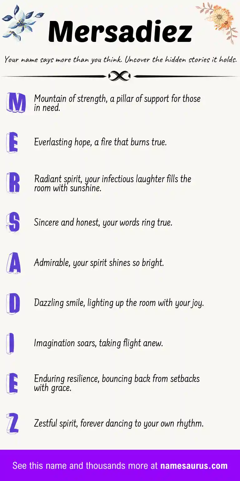 Acrostic poem about Mersadiez.