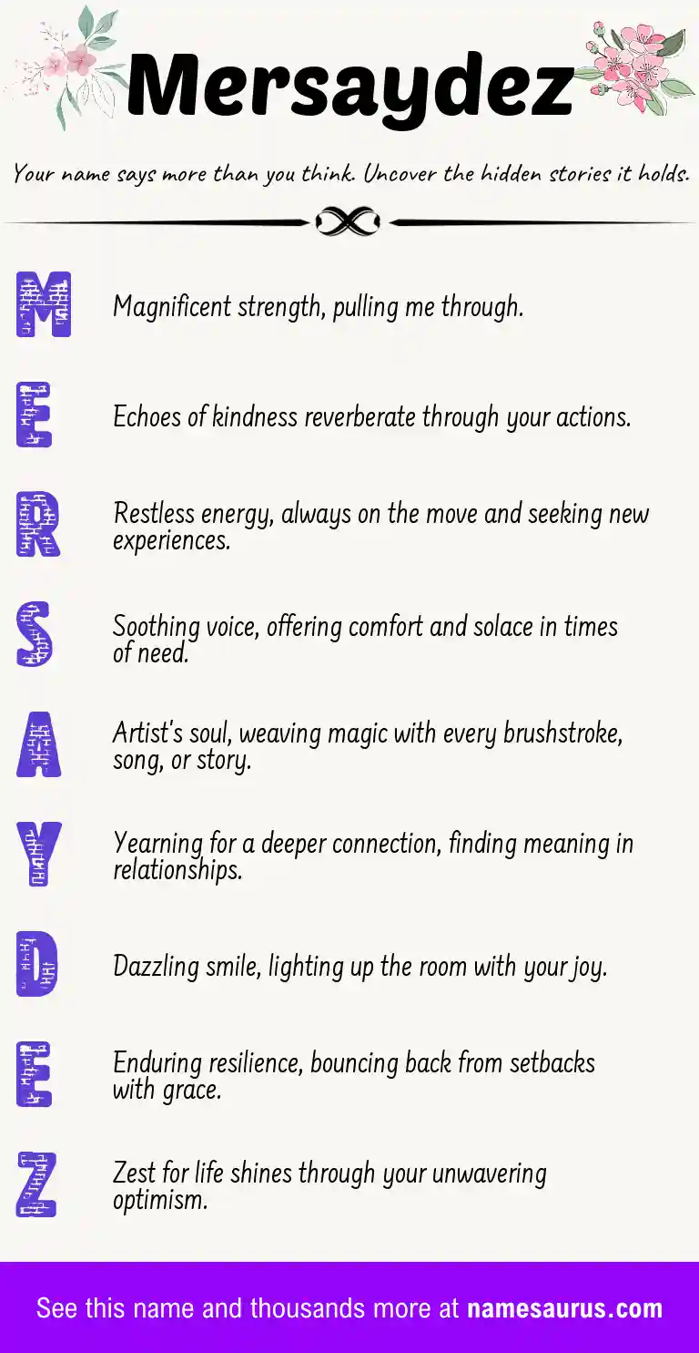 Acrostic poem about Mersaydez.