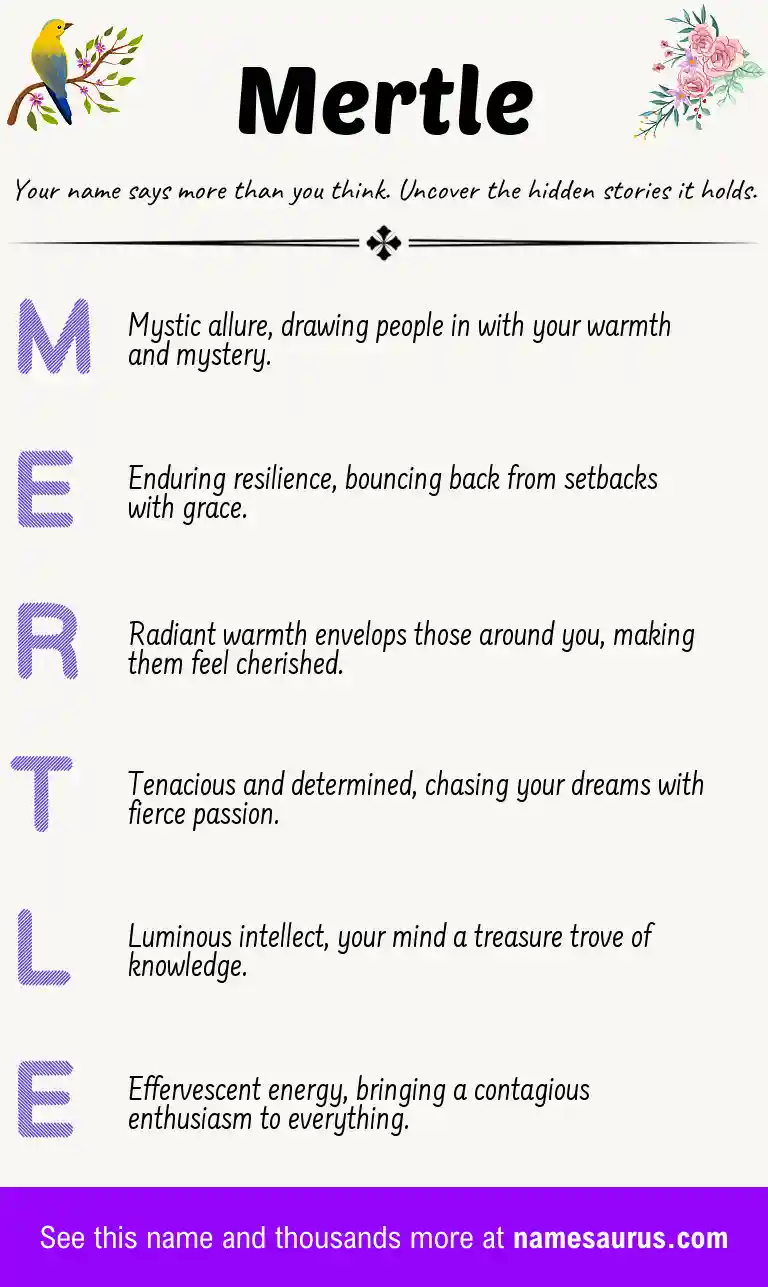 Acrostic poem about Mertle.