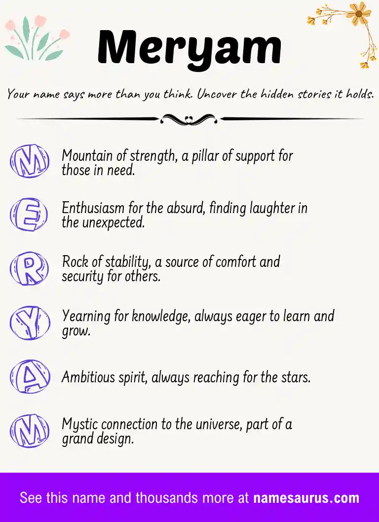 Acrostic poem about Meryam.