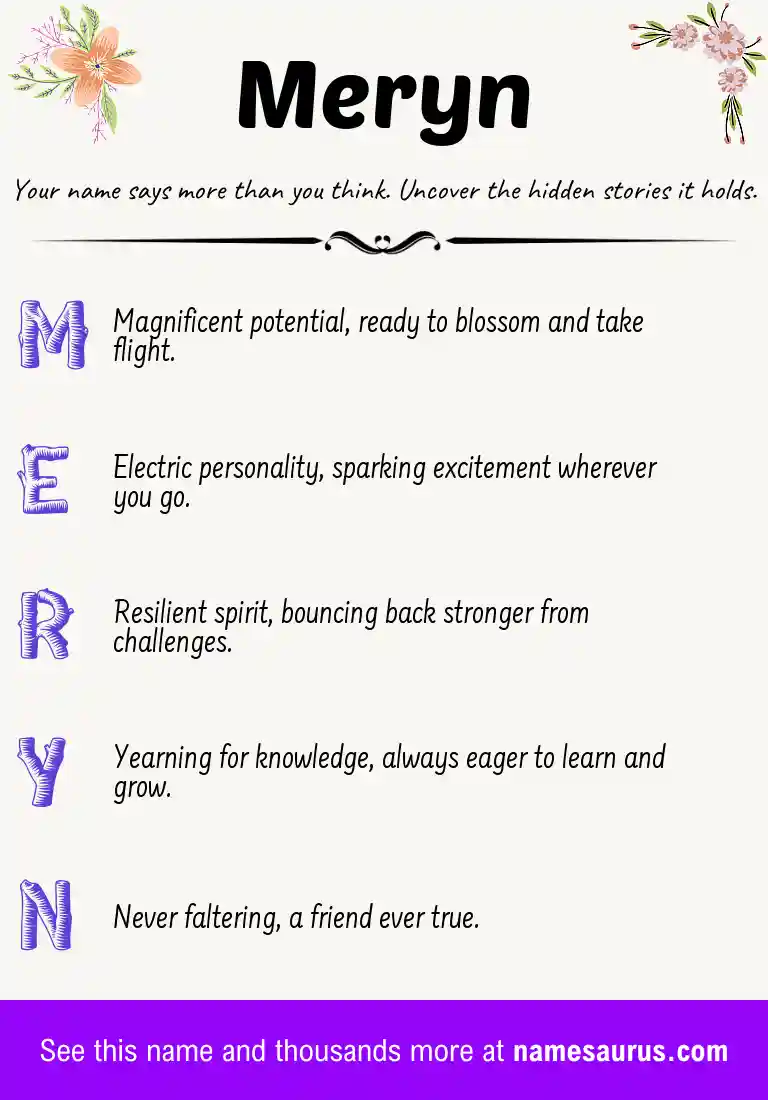 Acrostic poem about Meryn.