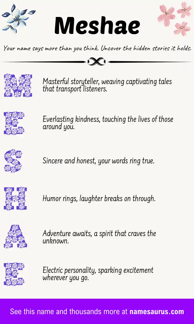 Acrostic poem about Meshae.