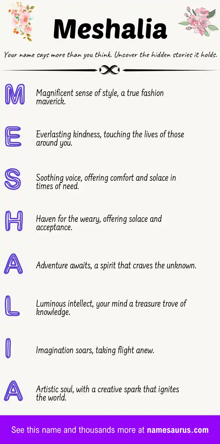 Acrostic poem about Meshalia.