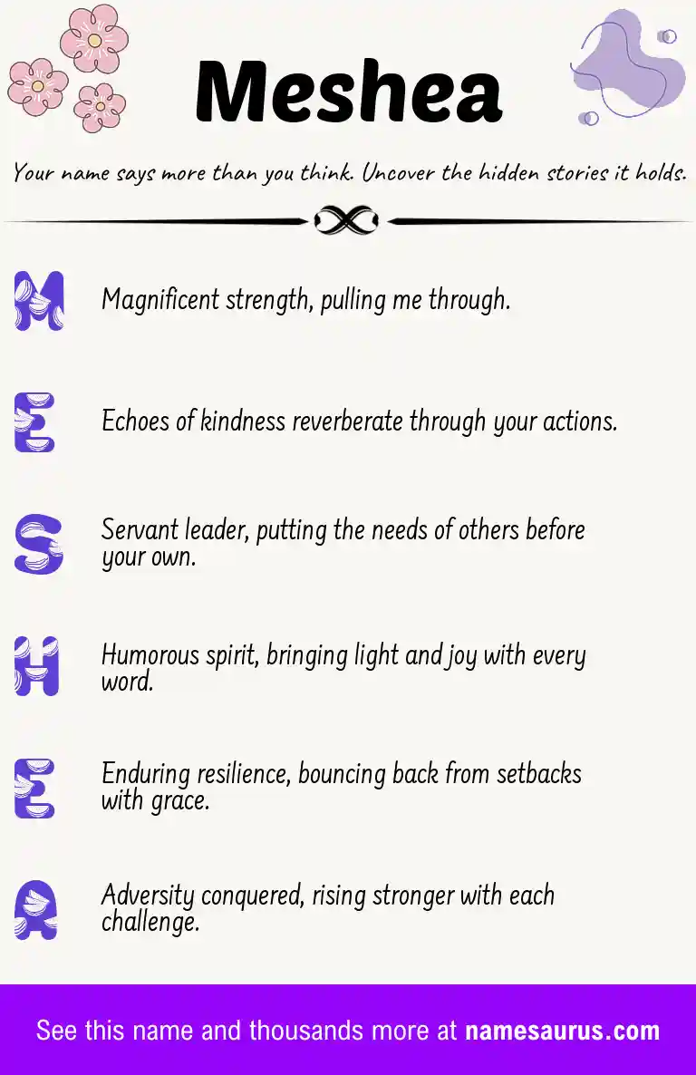 Acrostic poem about Meshea.