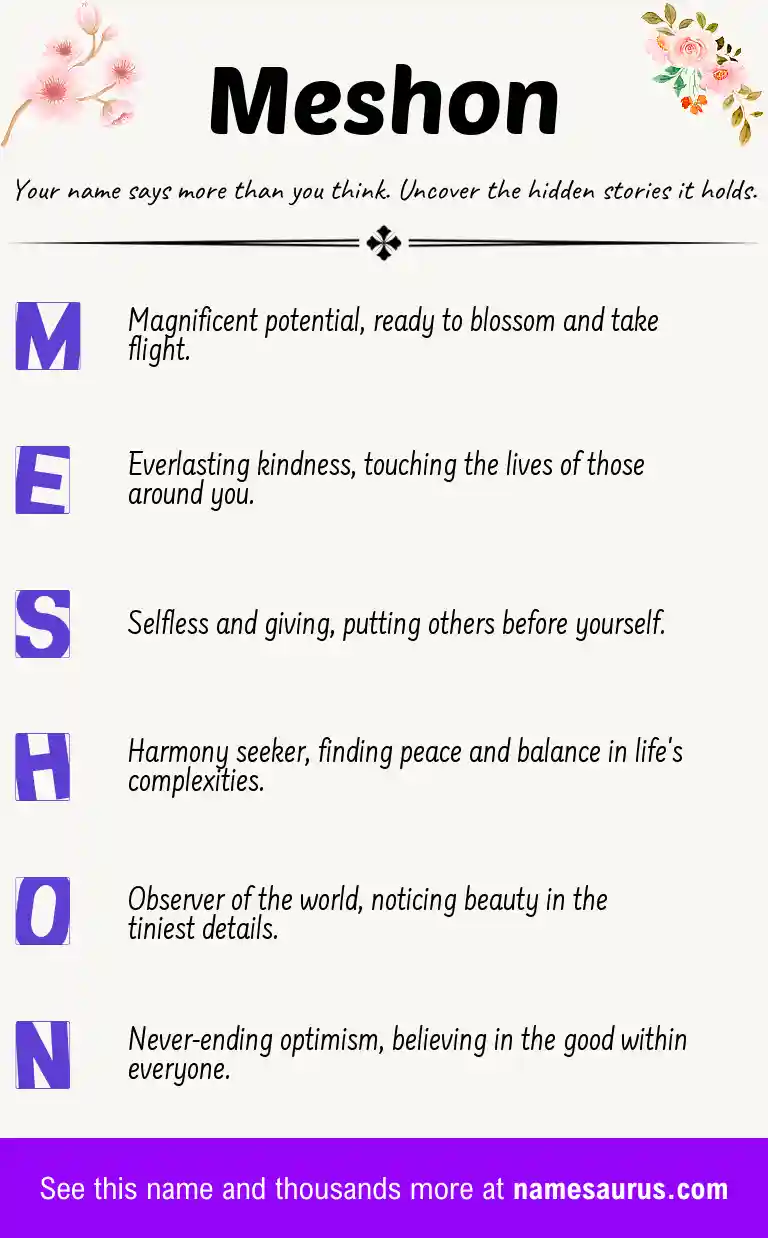 Acrostic poem about Meshon.
