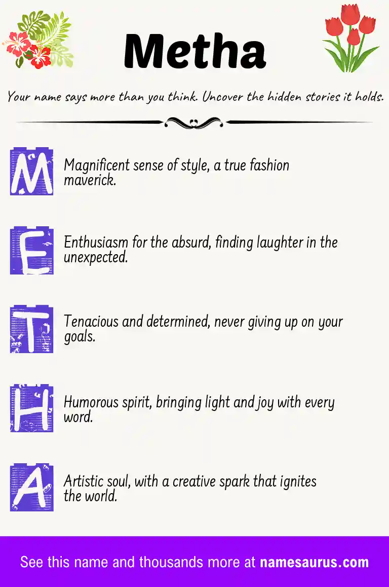 Acrostic poem about Metha.