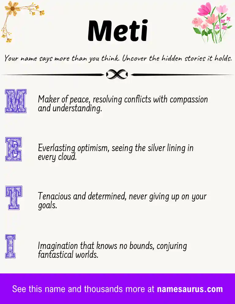 Acrostic poem about Meti.