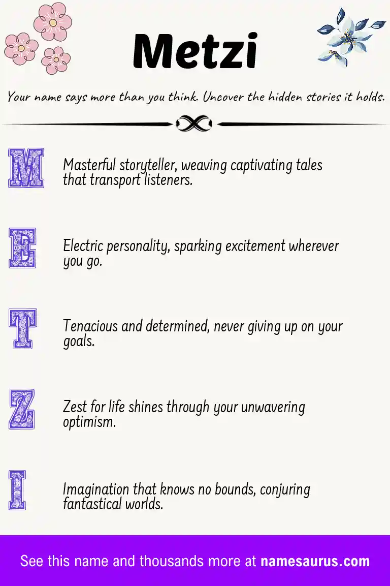 Acrostic poem about Metzi.