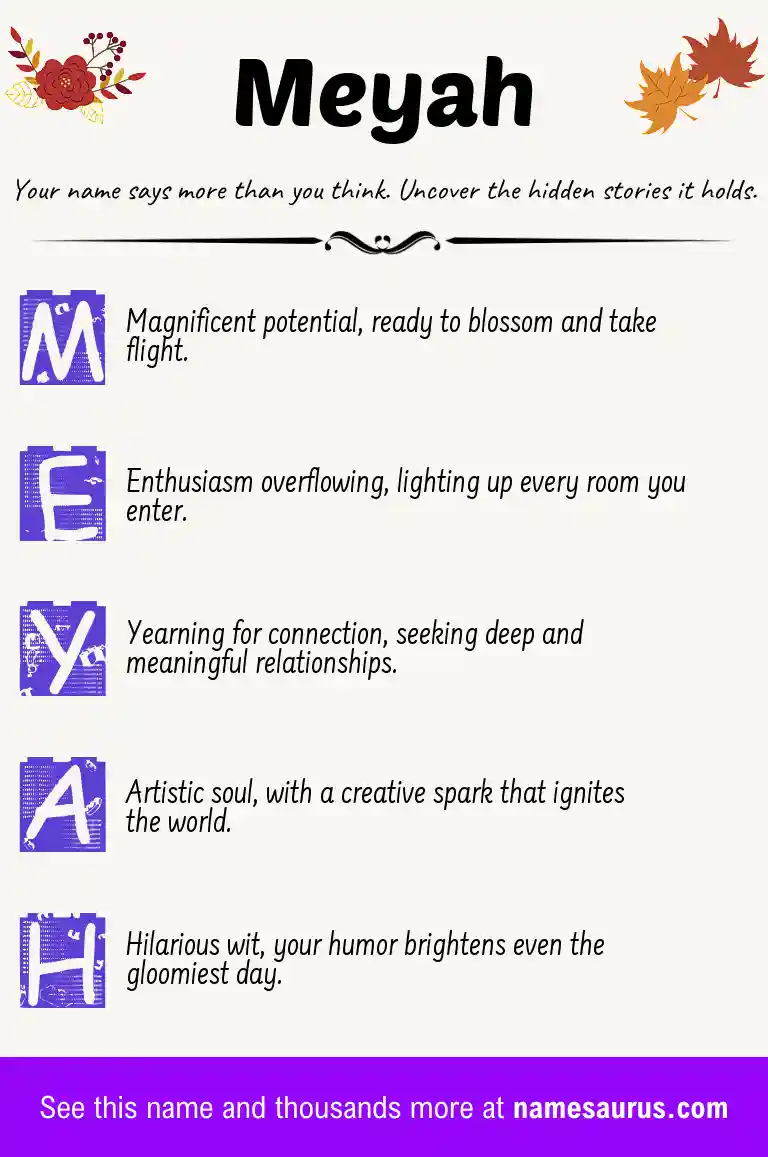 Acrostic poem about Meyah.