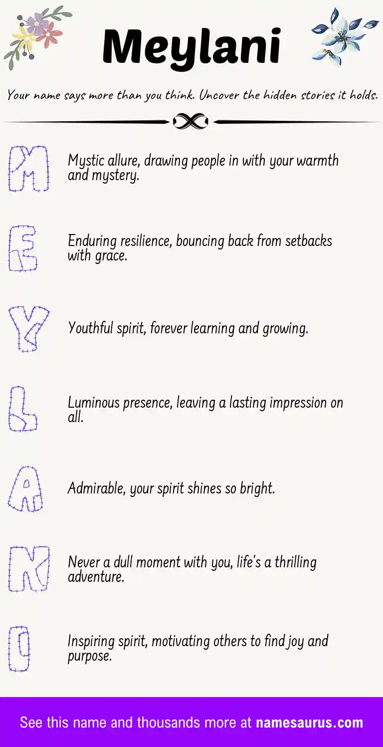 Acrostic poem about Meylani.