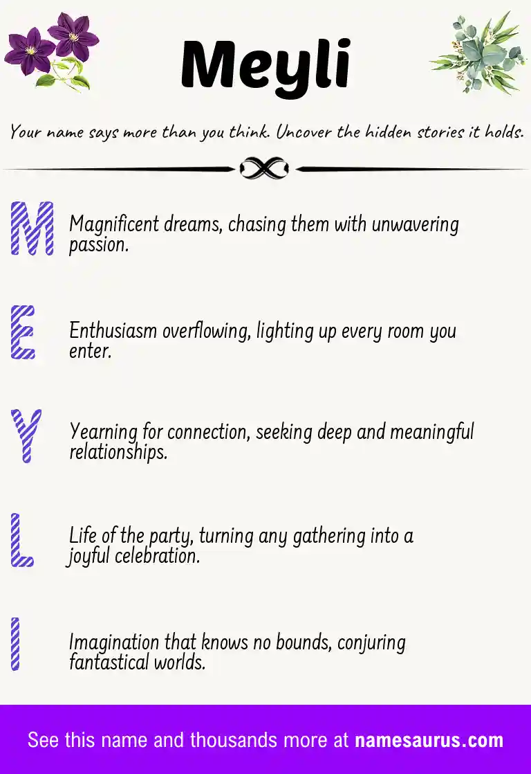 Acrostic poem about Meyli.