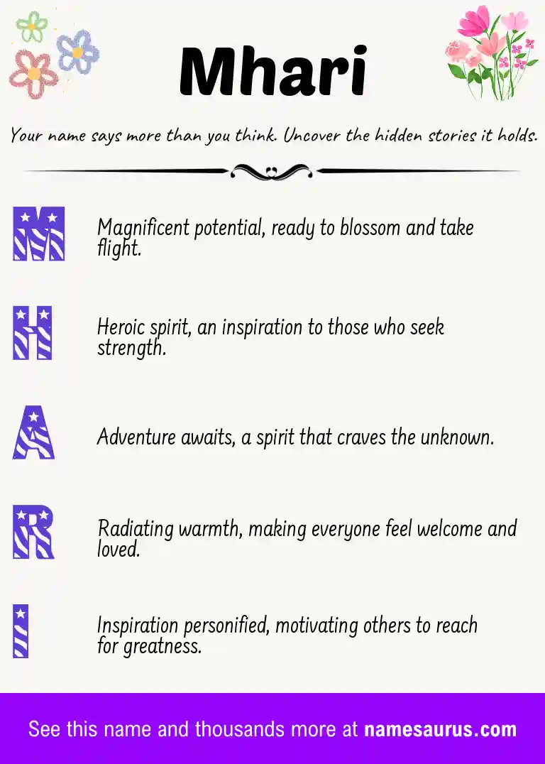 Acrostic poem about Mhari.