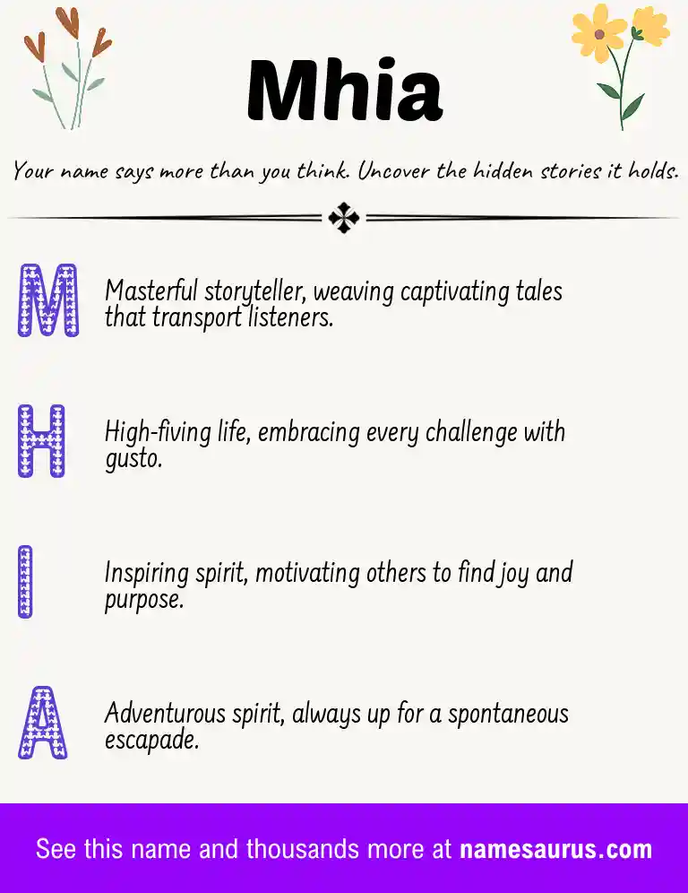 Acrostic poem about Mhia.