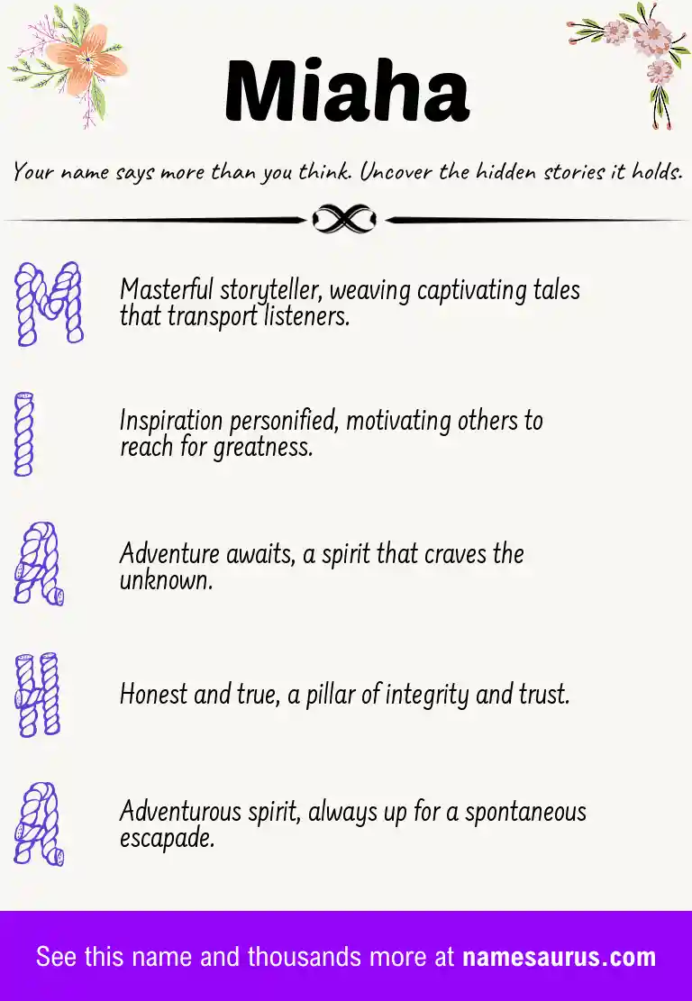 Acrostic poem about Miaha.