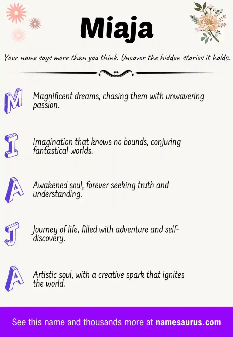 Acrostic poem about Miaja.