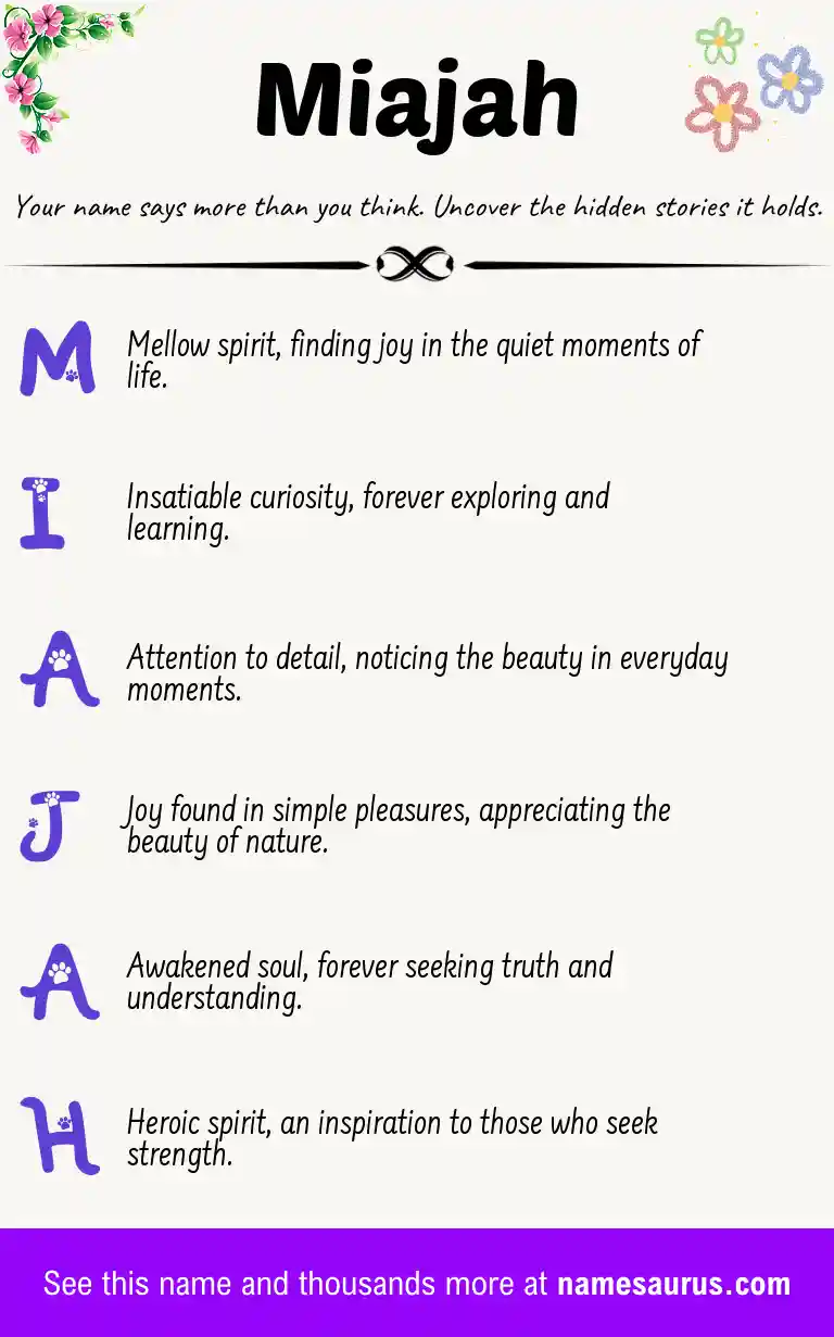 Acrostic poem about Miajah.