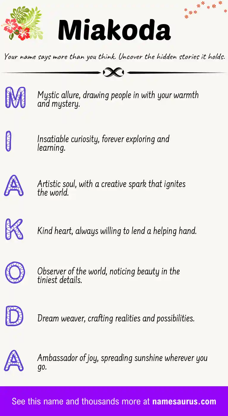 Acrostic poem about Miakoda.