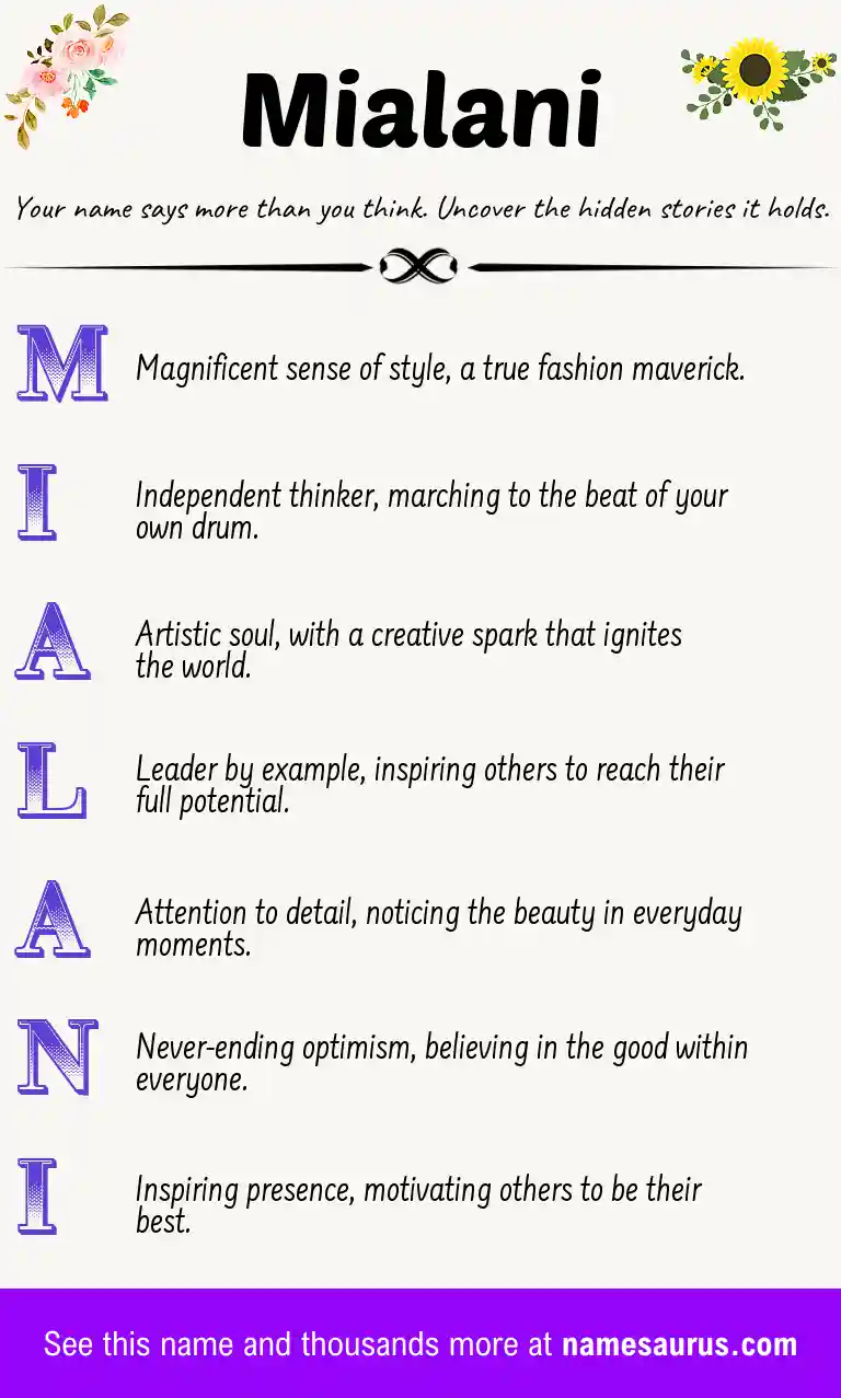 Acrostic poem about Mialani.