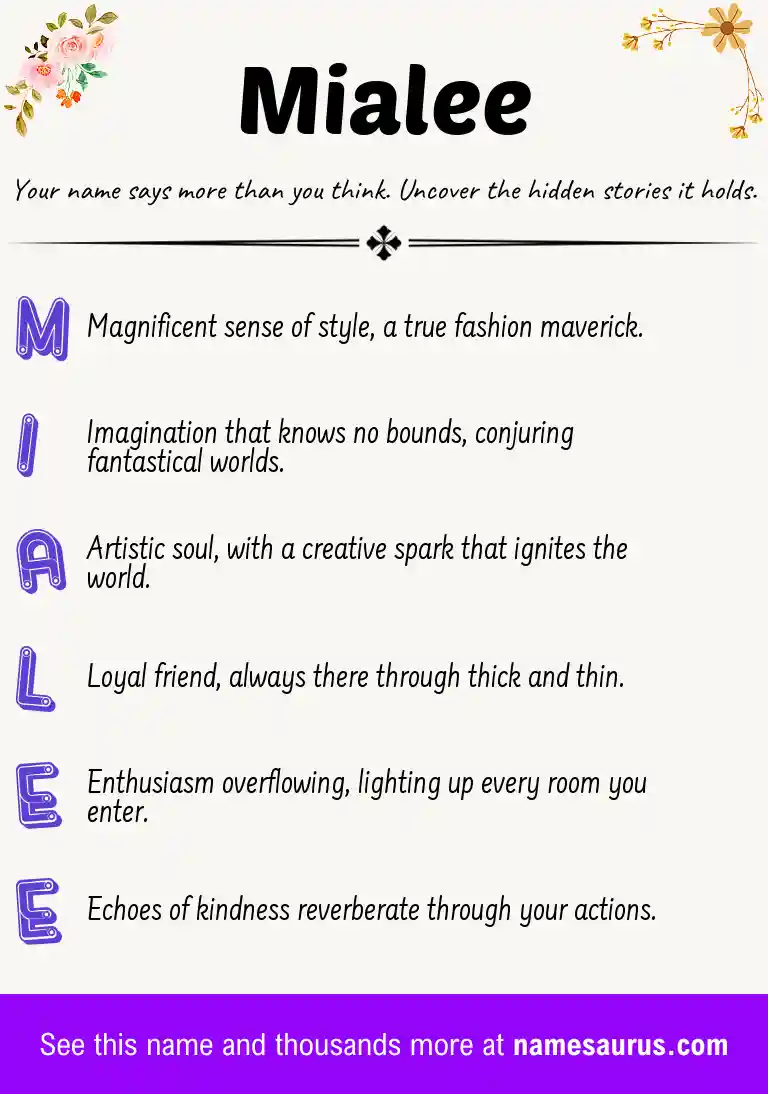 Acrostic poem about Mialee.