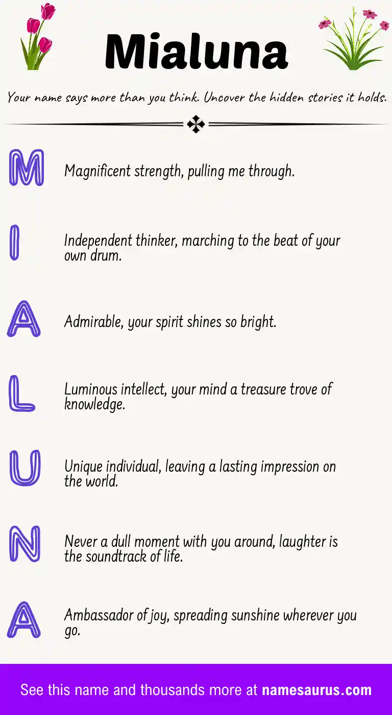Acrostic poem about Mialuna.