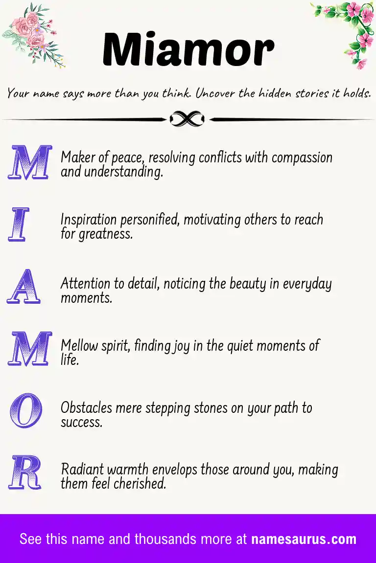 Acrostic poem about Miamor.