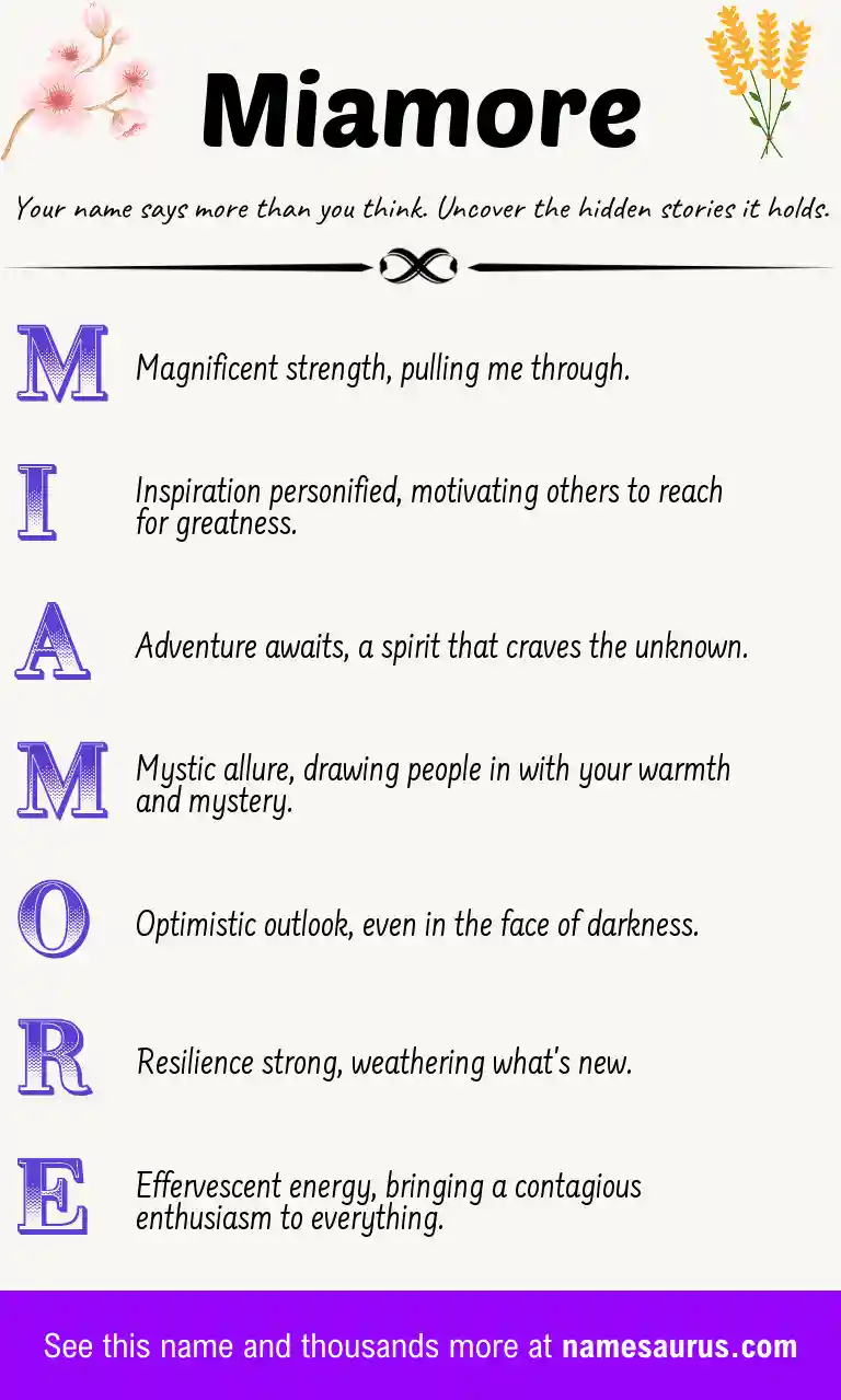 Acrostic poem about Miamore.