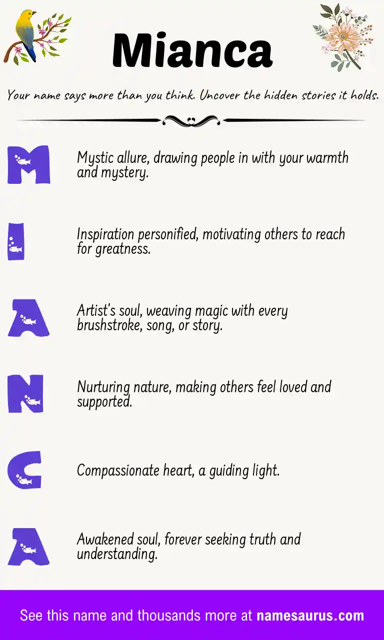 Acrostic poem about Mianca.
