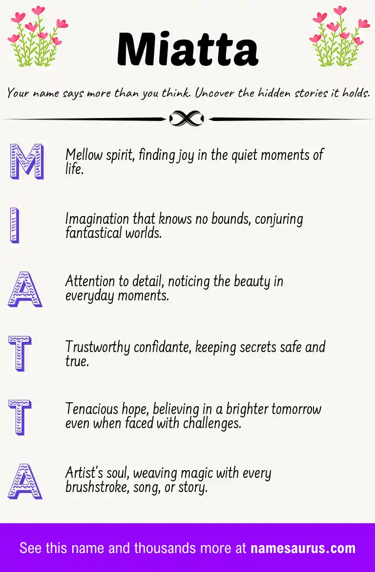 Acrostic poem about Miatta.