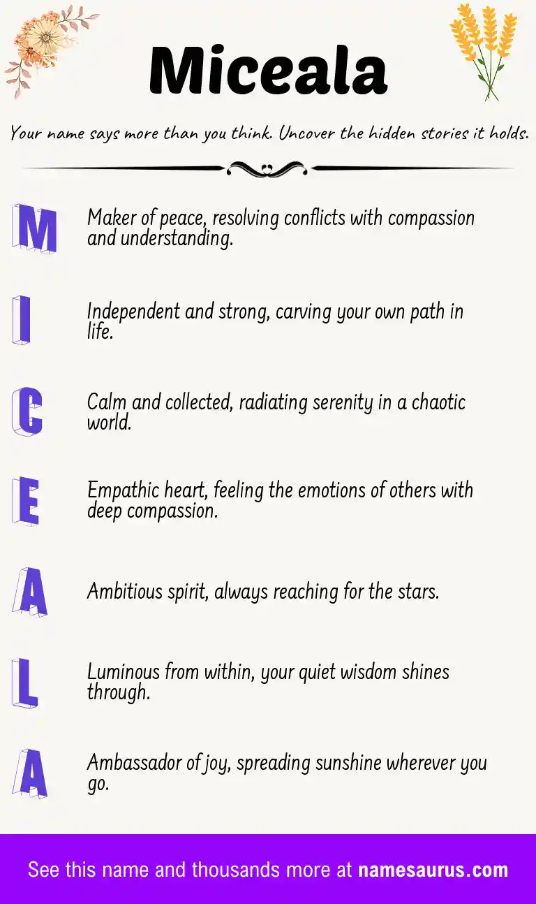 Acrostic poem about Miceala.