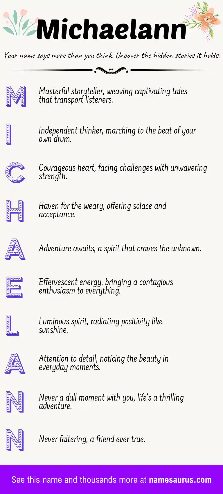Acrostic poem about Michaelann.