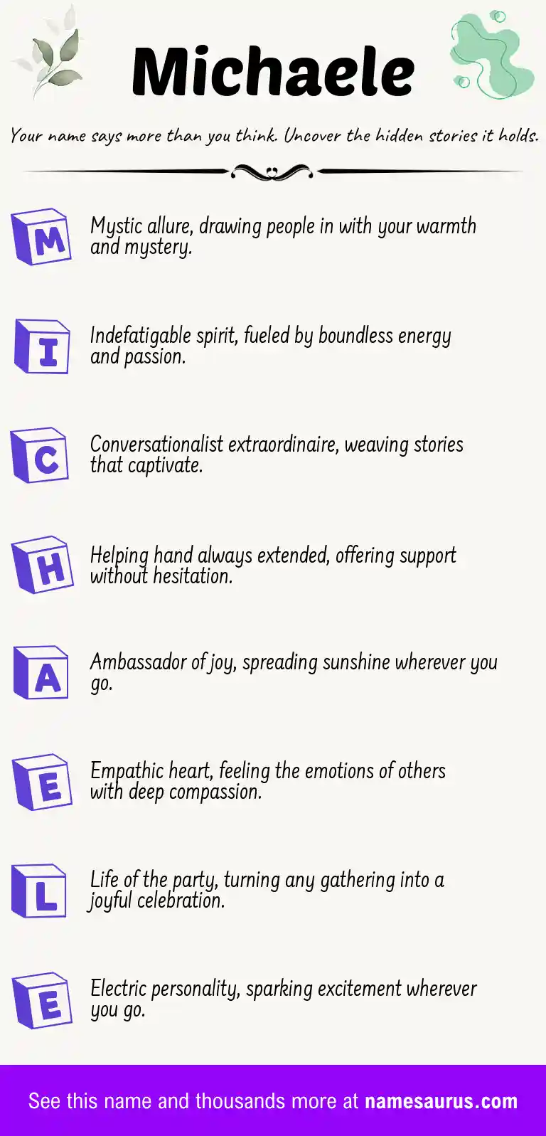 Acrostic poem about Michaele.