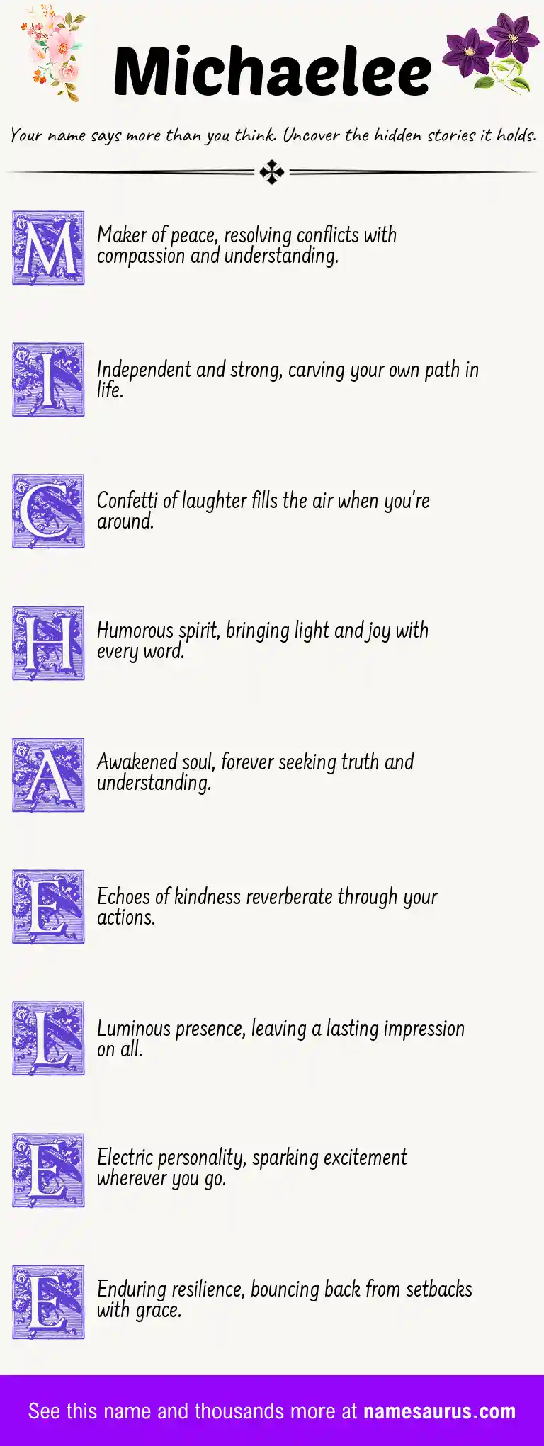 Acrostic poem about Michaelee.