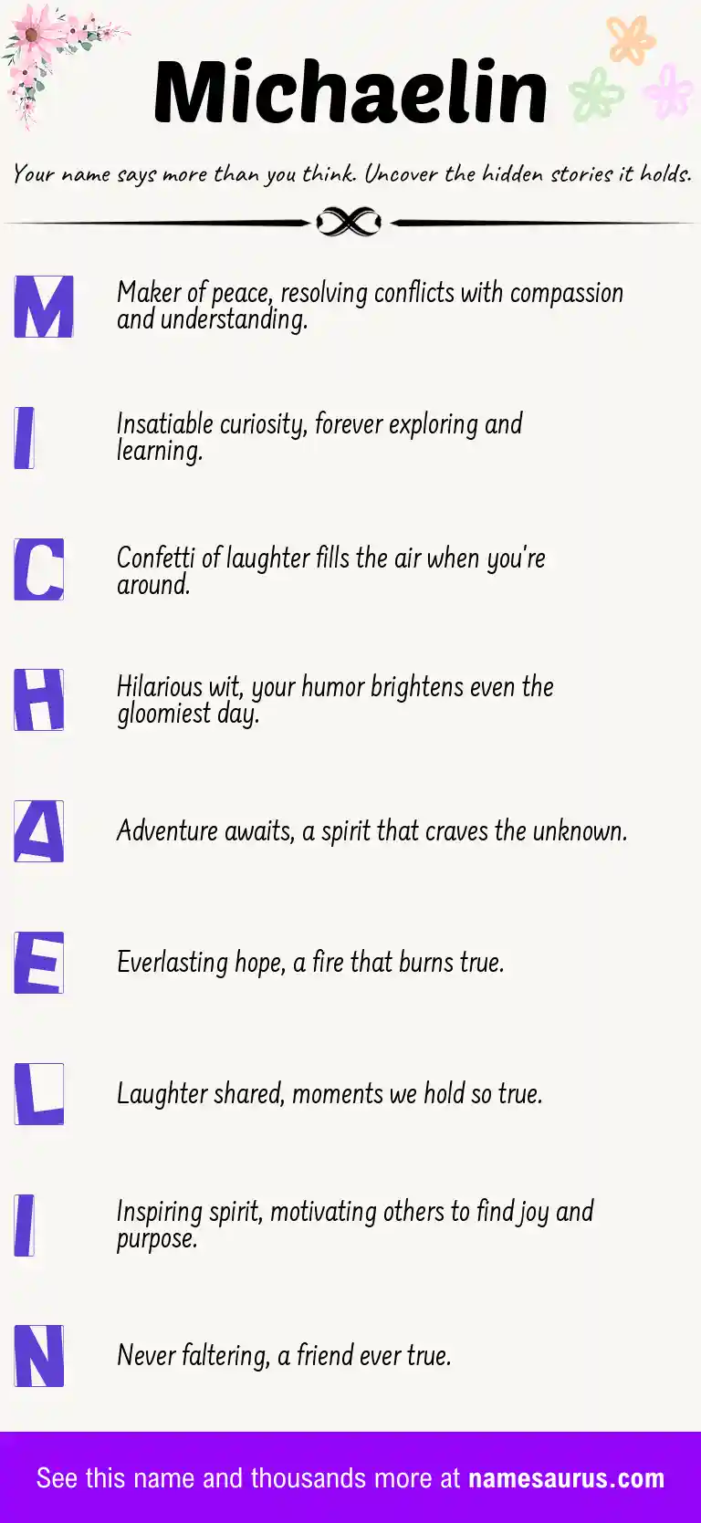 Acrostic poem about Michaelin.