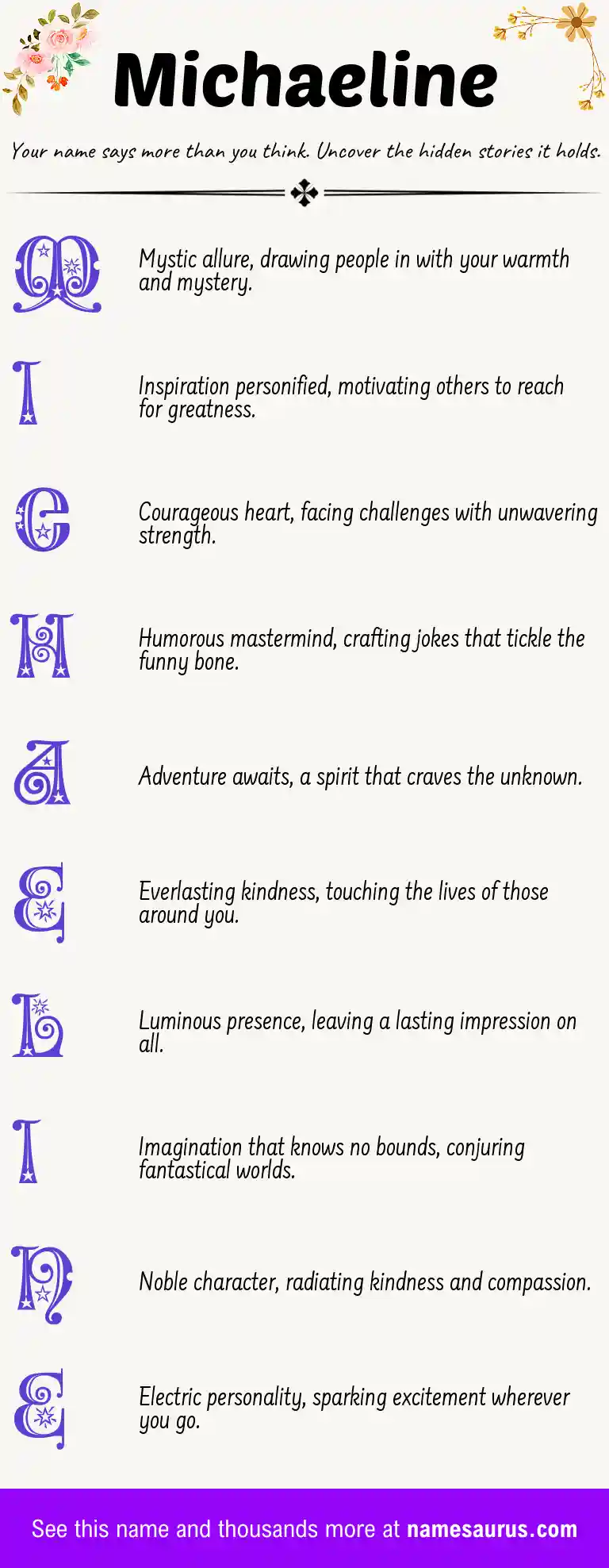 Acrostic poem about Michaeline.