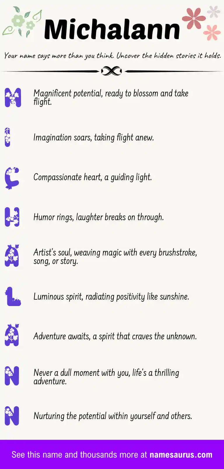 Acrostic poem about Michalann.