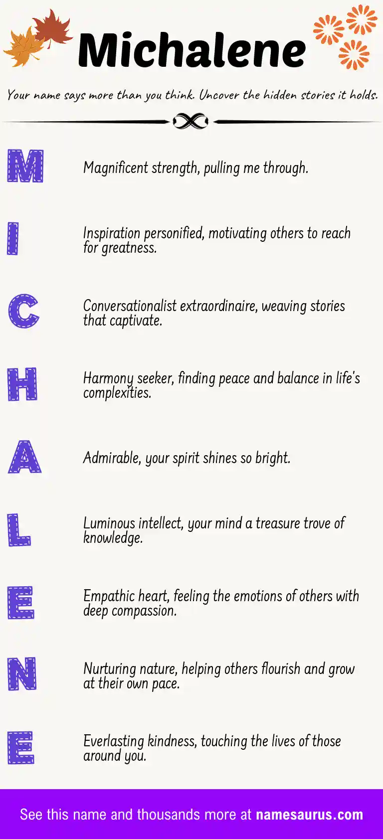 Acrostic poem about Michalene.