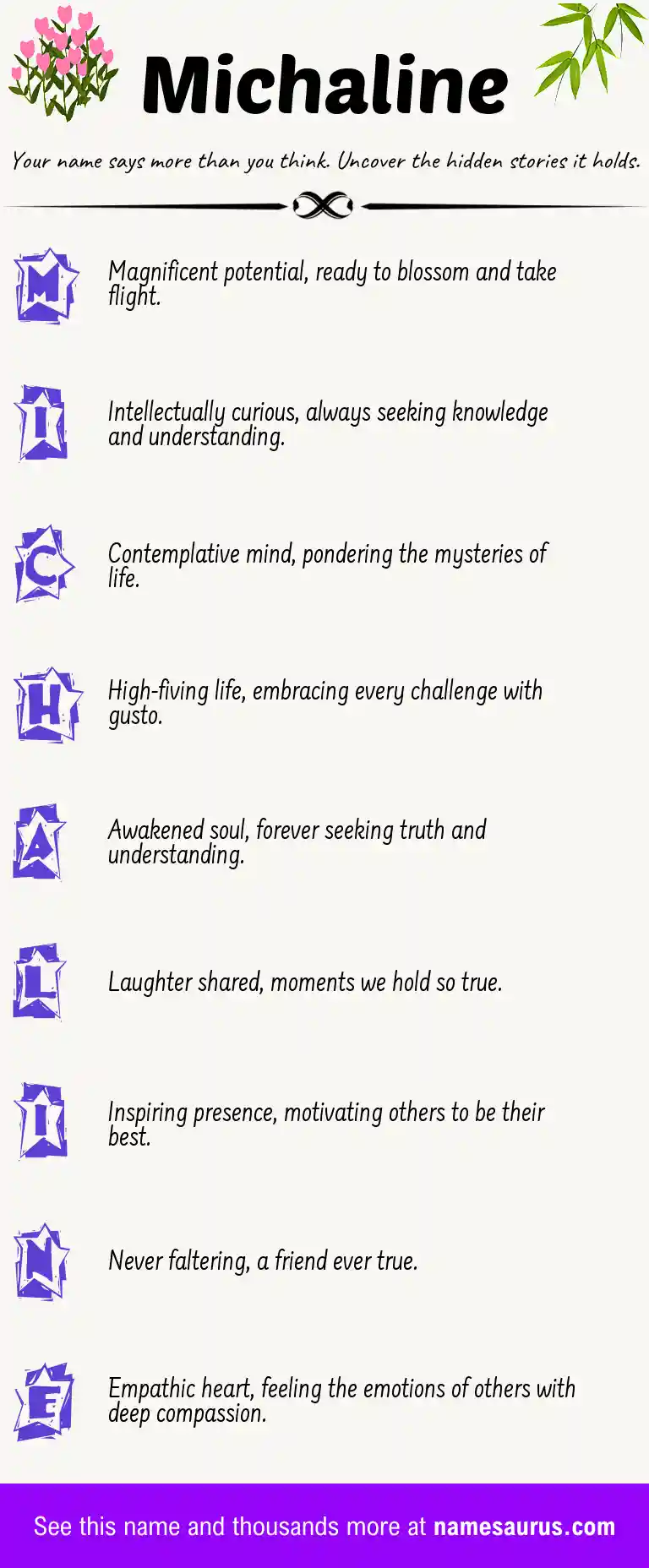 Acrostic poem about Michaline.