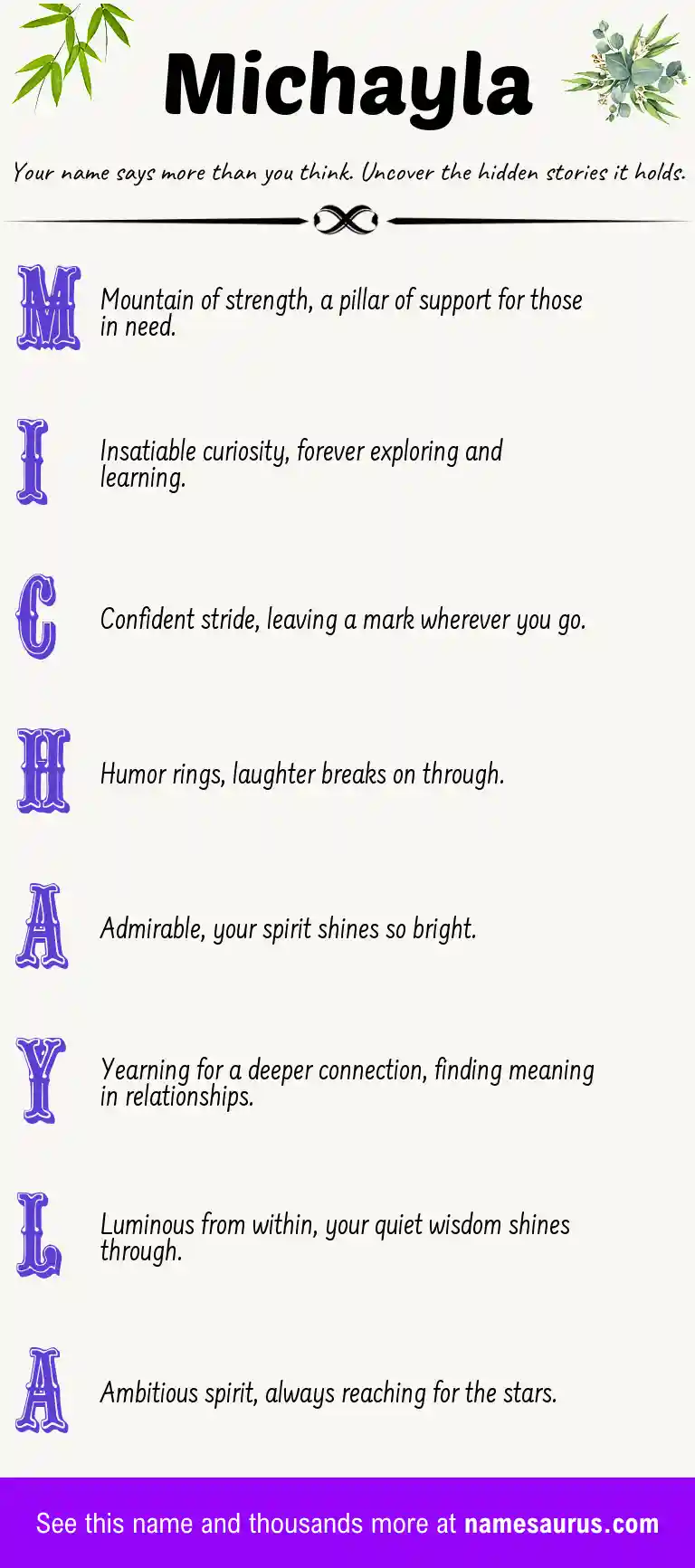 Acrostic poem about Michayla.